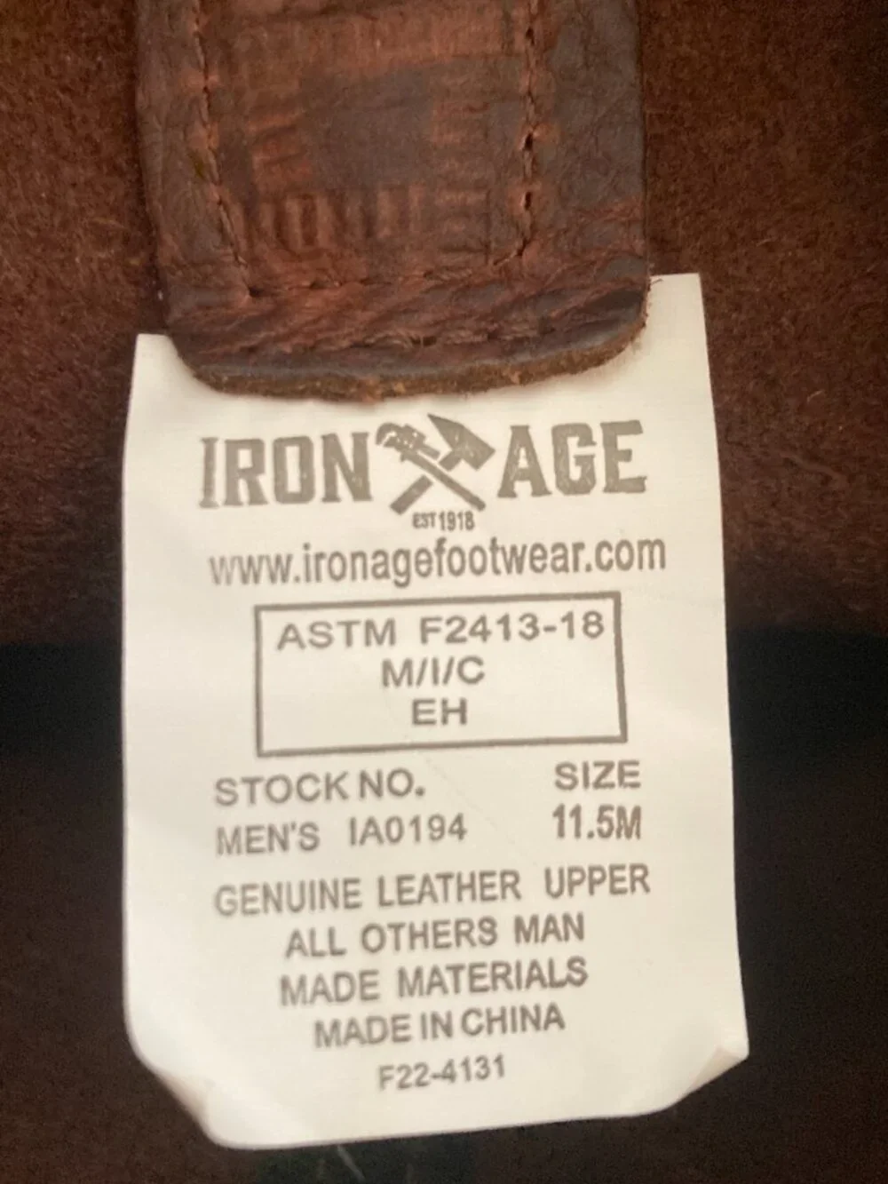 Iron Age Footwear / Hauler Men's Brown 11